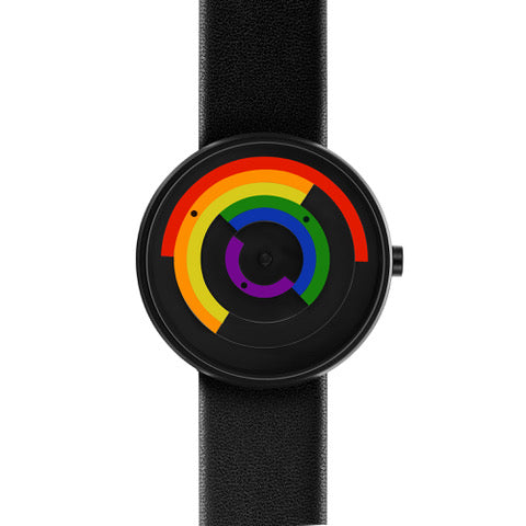 Pride Watch - Black Leather Band