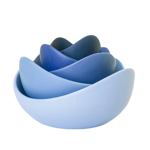 Blue Ceramic Lotus Bowls