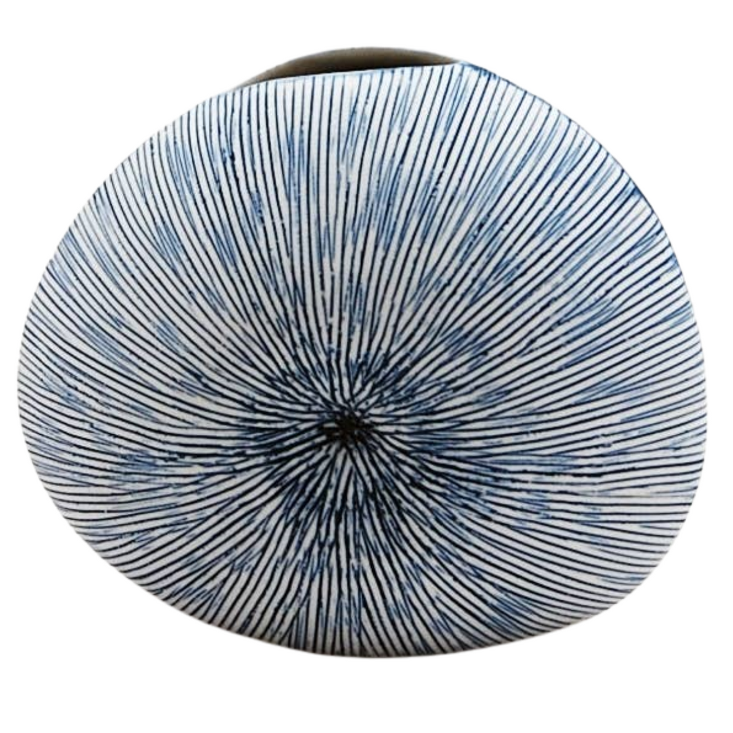 Diva Round Blue Stripe Vase