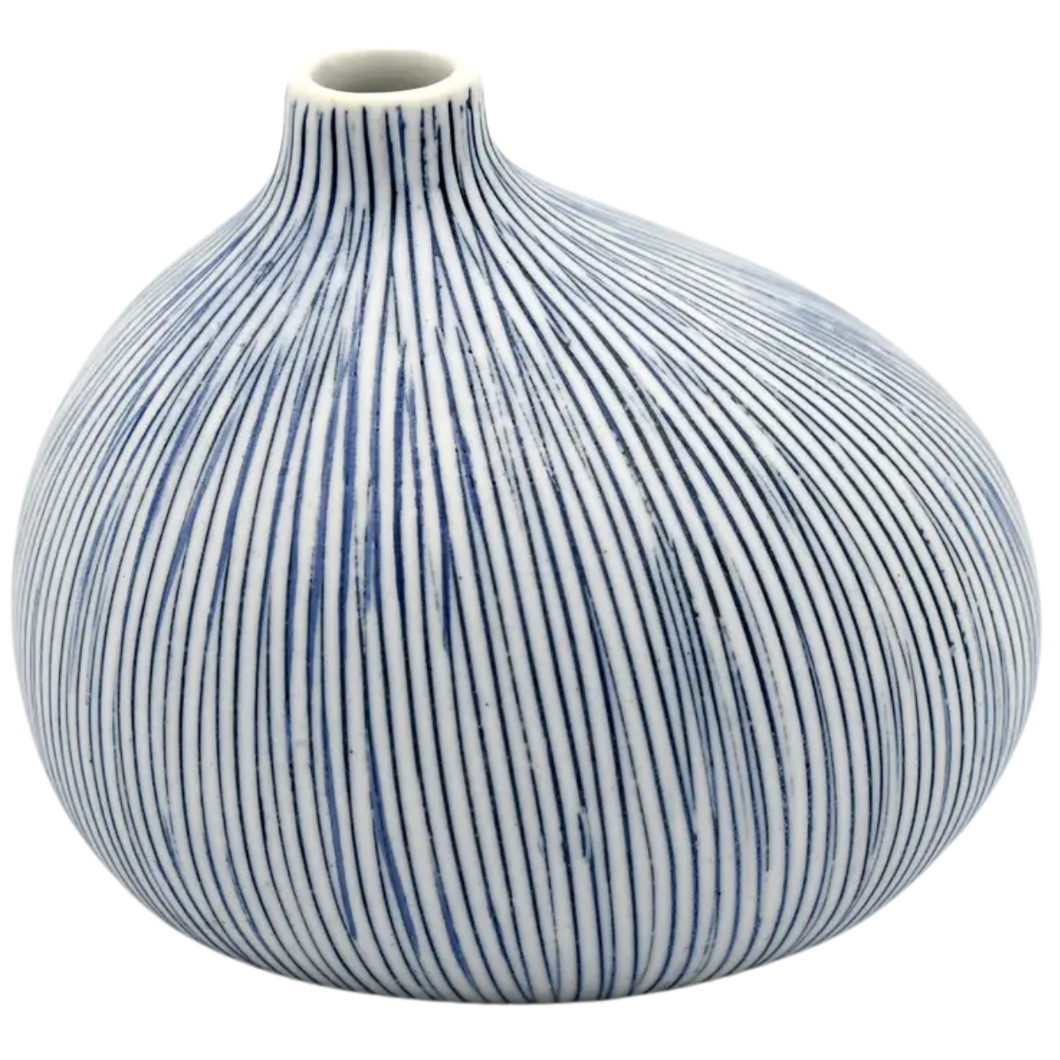 Gugu Porcelain Bud Small Blue Stripe