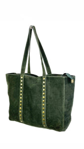 Green Suede Shopper Bag w/studs