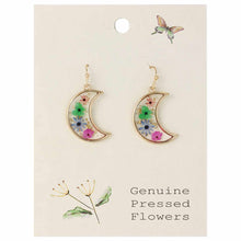 Load image into Gallery viewer, Dried Flower Gold Moon Earrings