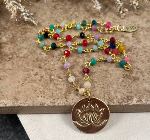 Lotus  Necklace Dyed Jade
