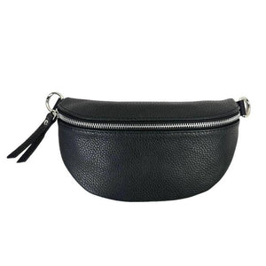 Black Italian Leather Waist Bag
