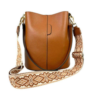Brown Leather Shoulder Bag with Strap