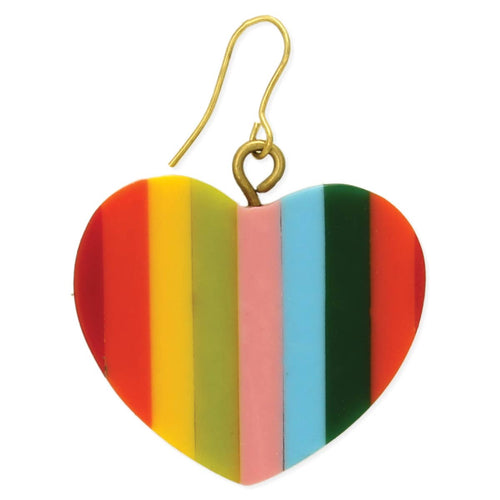Retro Rainbow Acrylic Heart Earrings