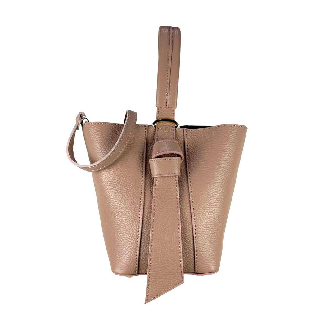 Nude Leather Handbag with Shoulder Bag