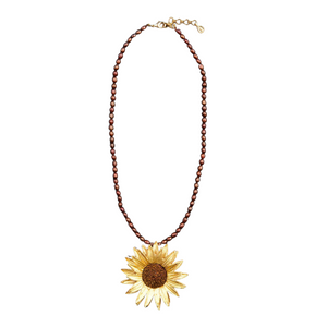 Sunflower Pendant with Brown Pearls